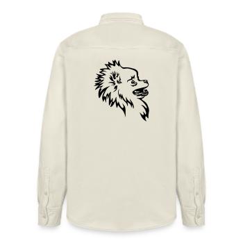 Zwergspitz Kopf - Relaxed Fit Unisex Organic Hemd von Stanley/Stella - Natur - Hinten - AI Model Male 178 light (178cm)