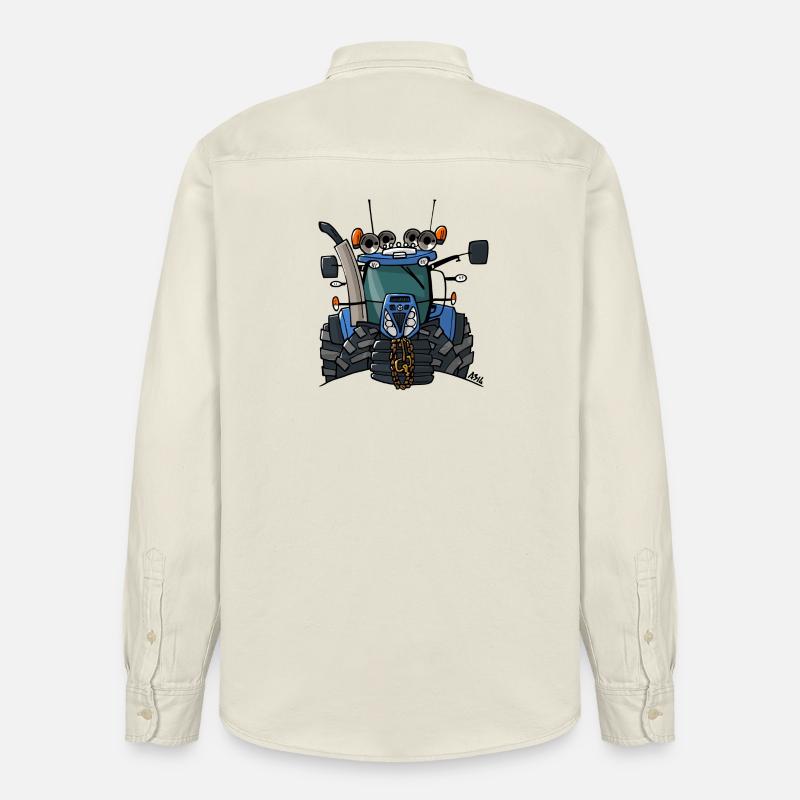 0397 Blauer Traktor - Relaxed Fit Unisex Organic Hemd von Stanley/Stella - Natur