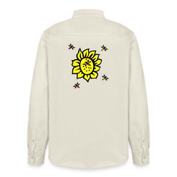 Sonnenblume, Bienen - Relaxed Fit Unisex Organic Hemd von Stanley/Stella - Natur - Hinten - AI Model Male 178 light (178cm)
