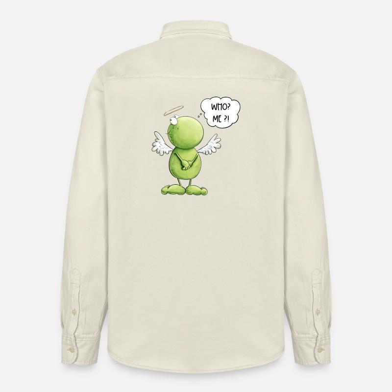 Frosch Engel Unschuld Who Me Spruch - Relaxed Fit Unisex Organic Hemd von Stanley/Stella - Natur