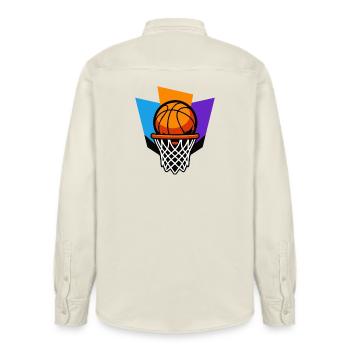 Basketballkorb-Grafik-Dunk-Design - Relaxed Fit Unisex Organic Hemd von Stanley/Stella - Natur - Hinten - AI Model Male 178 light (178cm)