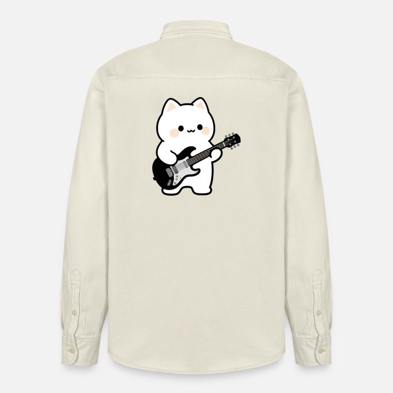 Kawaii Cat avec guitare électrique - Chemise unisexe coupe décontractée bio Stanley/Stella - écru doux