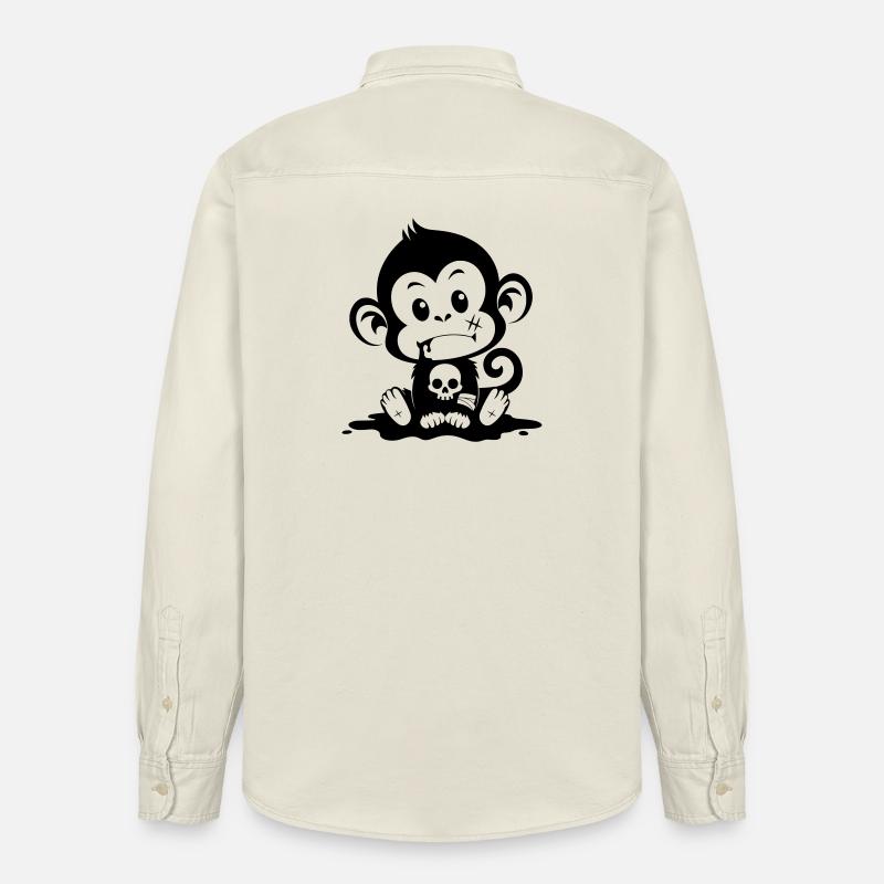 Singe mignon dans un style inquiétant - Chemise unisexe coupe décontractée bio Stanley/Stella - écru doux