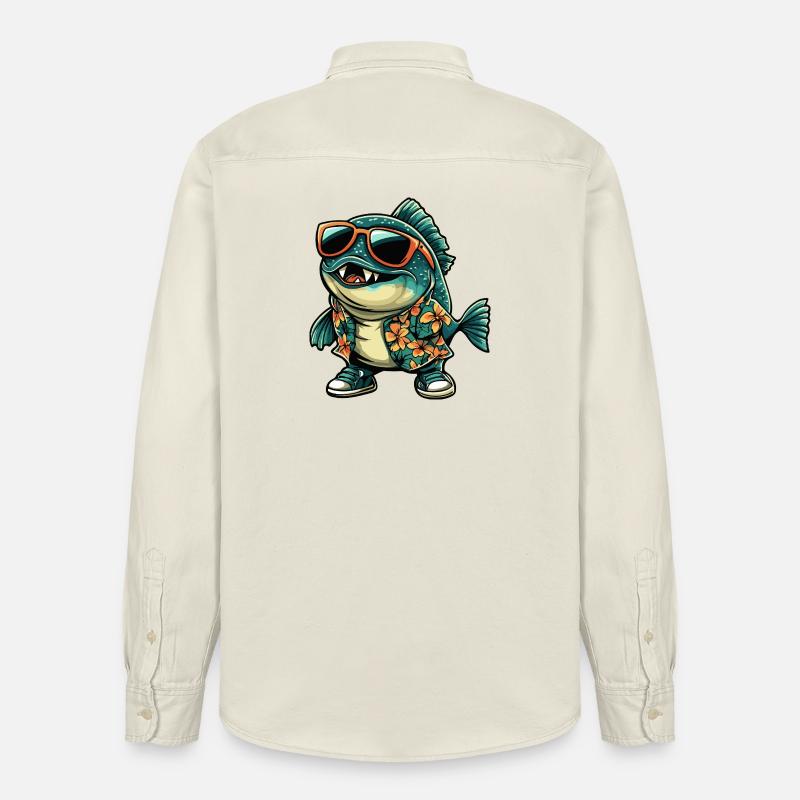 Vacances de bandes dessinées Piranha Fish - Chemise unisexe coupe décontractée bio Stanley/Stella - écru doux