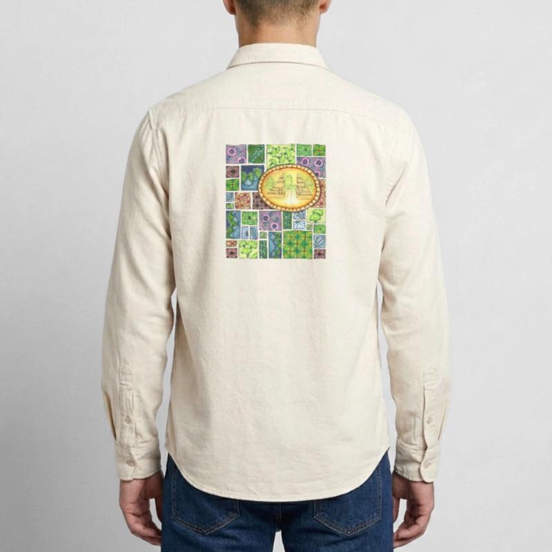 Bali temple on pattern patchwork Relaxed Fit Unisex Organic Hemd von Stanley/Stella