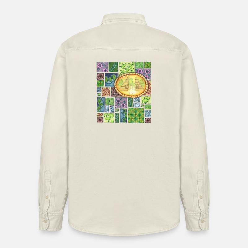 Bali temple on pattern patchwork - Relaxed Fit Unisex Organic Hemd von Stanley/Stella - Natur