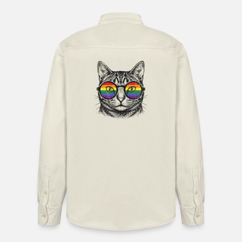 LGBT-Pride-Monat – Regenbogenkatze - Relaxed Fit Unisex Organic Hemd von Stanley/Stella - Natur