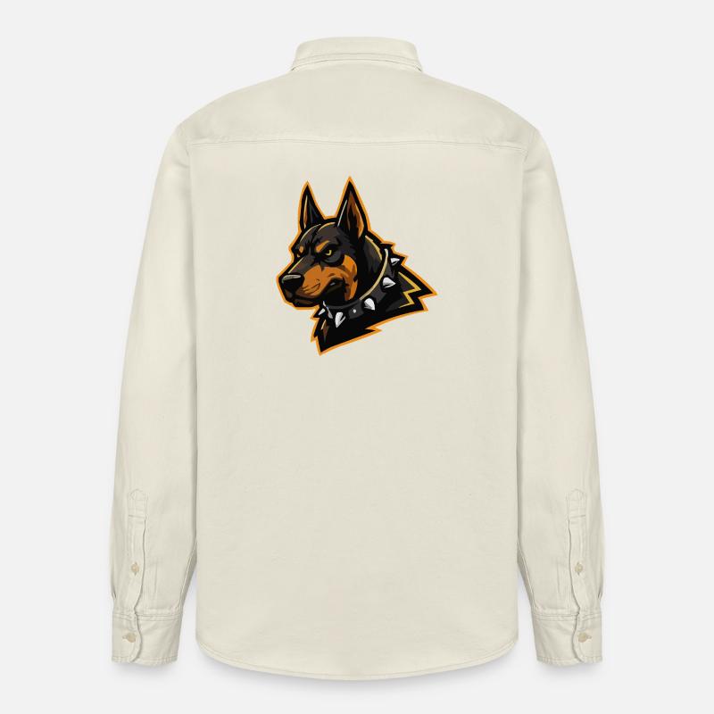 Doberman avec collier à pointes - Chemise unisexe coupe décontractée bio Stanley/Stella - écru doux