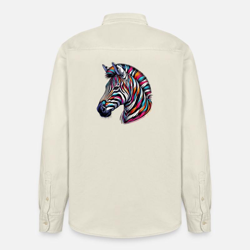 Zebra - Relaxed Fit Unisex Organic Hemd von Stanley/Stella - Natur