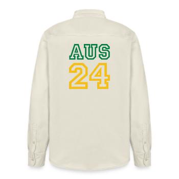 Australia Australien - Relaxed Fit Unisex Organic Shirt by Stanley/Stella - soft Ecru - Back - AI Model Male 178 light (178cm)