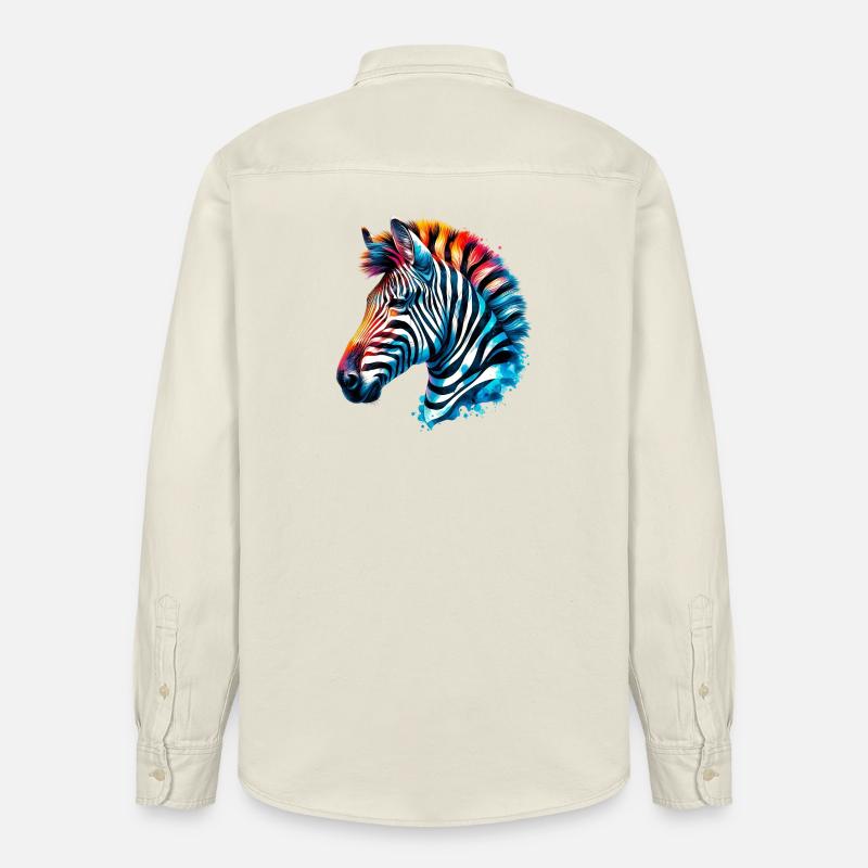 Zebra - Relaxed Fit Unisex Organic Hemd von Stanley/Stella - Natur