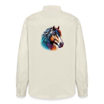 Horse - Relaxed Fit Unisex Organic Shirt by Stanley/Stella - soft Ecru - Back - AI Model Male 178 light (178cm)