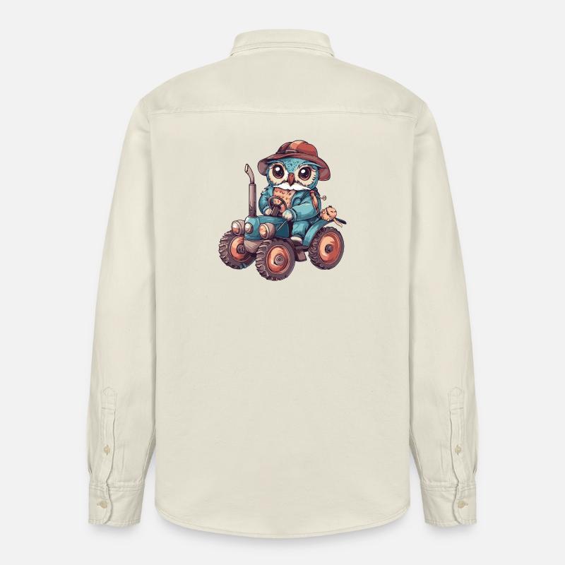 Eule Traktor Farmer - Relaxed Fit Unisex Organic Hemd von Stanley/Stella - Natur