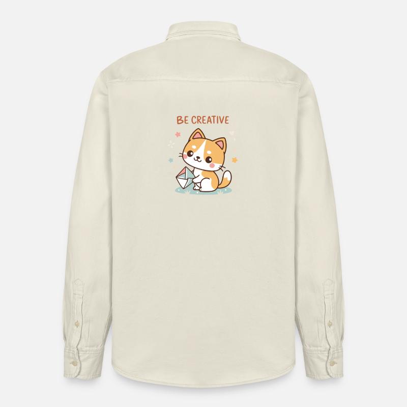 Chat Créatif  - Chemise unisexe coupe décontractée bio Stanley/Stella - écru doux