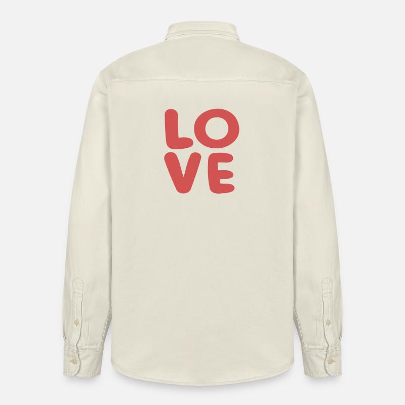 Love Typographie Rouge Doux - Chemise unisexe coupe décontractée bio Stanley/Stella - écru doux