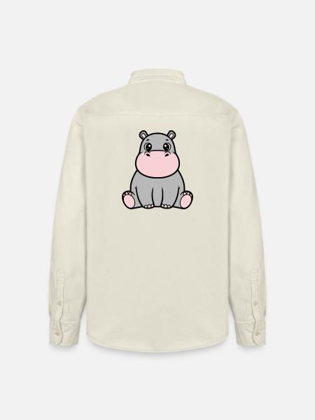 Bébé hippopotame mignon assis à Kawaii - Chemise unisexe coupe décontractée bio Stanley/Stella - écru doux