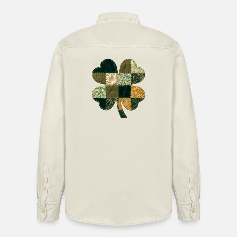 Patchwork Kleeblatt Quilt Stil - Relaxed Fit Unisex Organic Hemd von Stanley/Stella - Natur