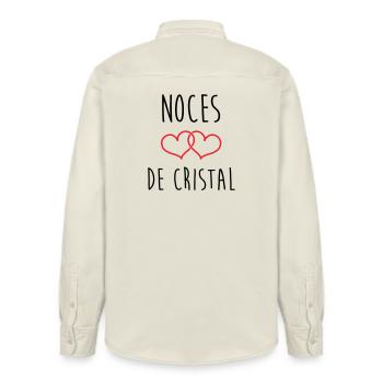 Noces de Cristal 15 ans de mariage - Chemise unisexe coupe décontractée bio Stanley/Stella - écru doux - Dos - AI Model Male 178 light (178cm)