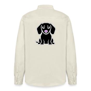 Dackel Hund Welpe Cartoon - Relaxed Fit Unisex Organic Hemd von Stanley/Stella - Natur - Hinten - AI Model Male 178 light (178cm)