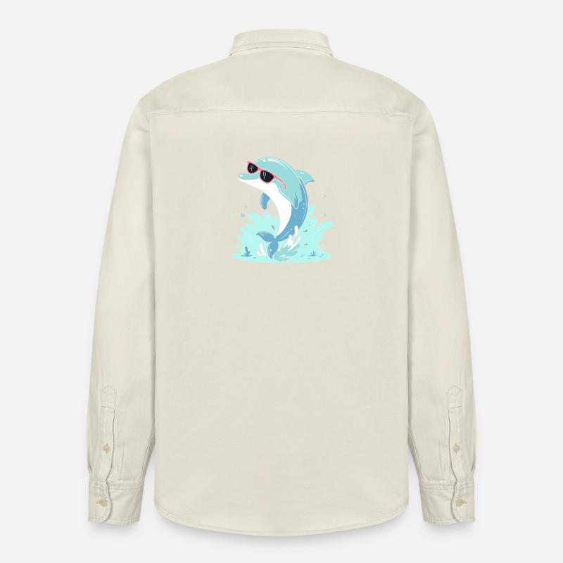 Dolphin Summer Pink Glasses - Relaxed Fit Unisex Organic Shirt by Stanley/Stella - soft Ecru