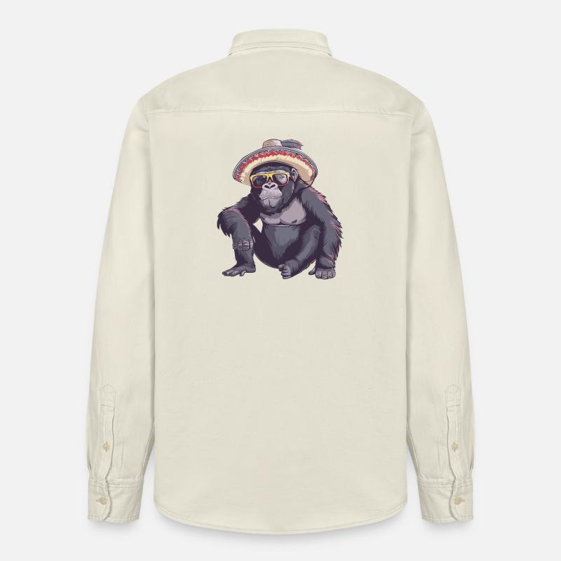 Gorilla Comic Sombrero drôle - Chemise unisexe coupe décontractée bio Stanley/Stella - écru doux