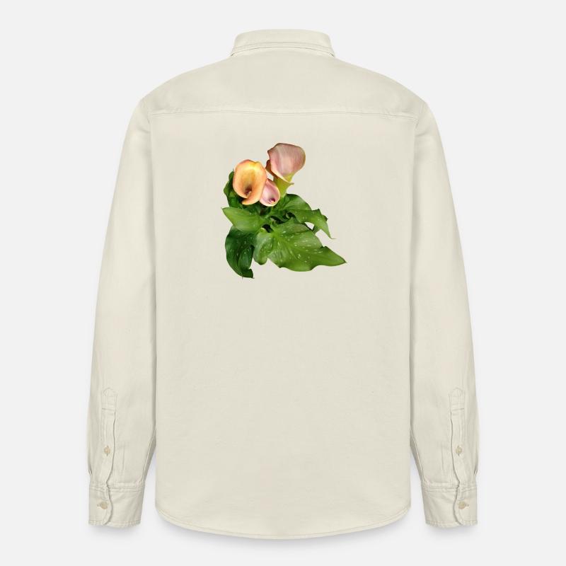 Fleurs de Calla en vert - Chemise unisexe coupe décontractée bio Stanley/Stella - écru doux