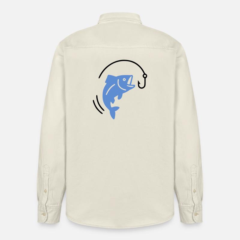 Pêche au poisson sur hameçon logo - Chemise unisexe coupe décontractée bio Stanley/Stella - écru doux