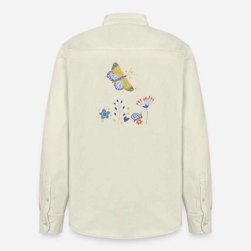 Mosaïque de Fleurs de Papillon - Chemise unisexe coupe décontractée bio Stanley/Stella - écru doux