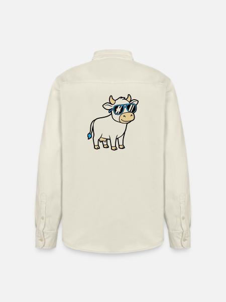Cool Cow Sunglasses Casual Vector - Relaxed Fit Unisex Organic Shirt by Stanley/Stella - soft Ecru