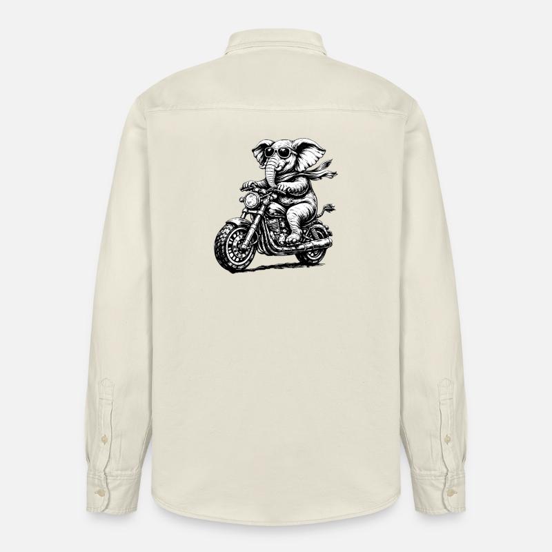 Éléphant sur moto avec style - Chemise unisexe coupe décontractée bio Stanley/Stella - écru doux