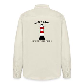 Leuchtturm Roter Sand - Maritim Nordsee Ostsee - Relaxed Fit Unisex Organic Hemd von Stanley/Stella - Natur - Hinten - AI Model Male 178 light (178cm)
