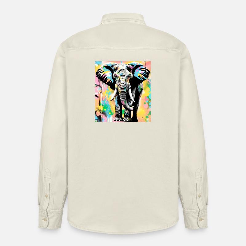 éléphant - Chemise unisexe coupe décontractée bio Stanley/Stella - écru doux