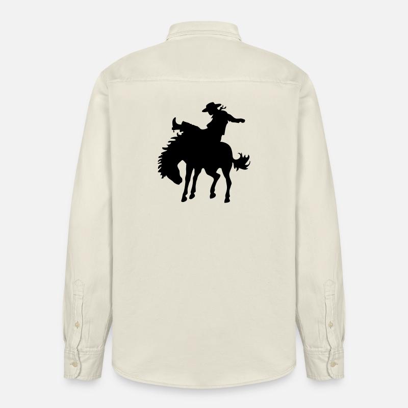 Design avec cow-boy et cheval - Chemise unisexe coupe décontractée bio Stanley/Stella - écru doux