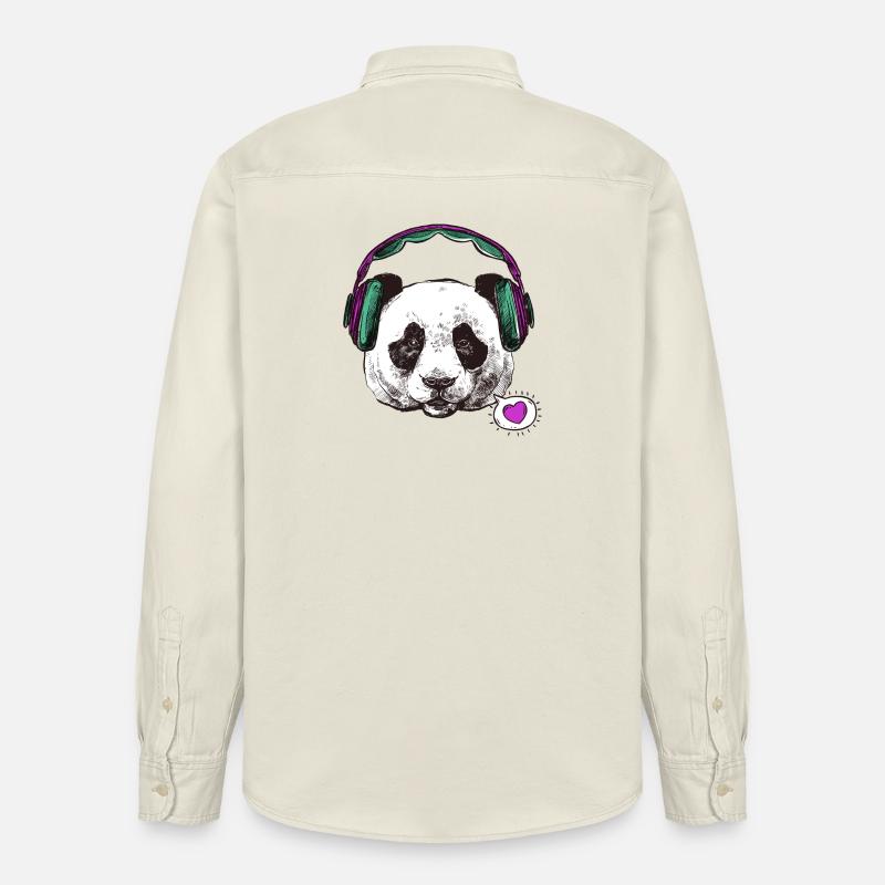 Panda grossesse - Chemise unisexe coupe décontractée bio Stanley/Stella - écru doux