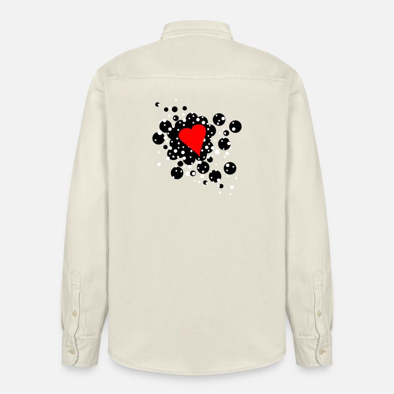 Coeur rouge avec des points noirs et blancs - Chemise unisexe coupe décontractée bio Stanley/Stella - écru doux
