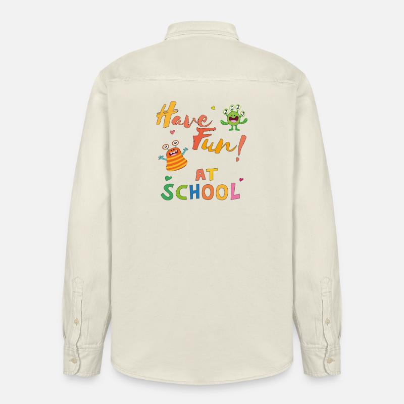 S’amuser à l’école - Chemise unisexe coupe décontractée bio Stanley/Stella - écru doux