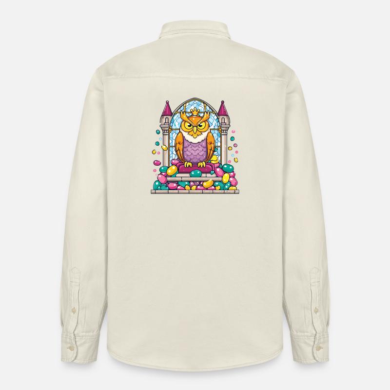 Kronen Eule Thron vor Glasfenster - Relaxed Fit Unisex Organic Hemd von Stanley/Stella - Natur
