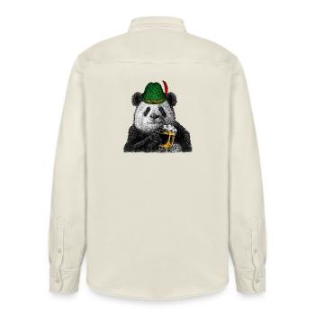 Bavarian Beer Fest Panda Bear Alpine Hat Graphic - Relaxed Fit Unisex Organic Hemd von Stanley/Stella - Natur - Hinten - AI Model Male 178 light (178cm)