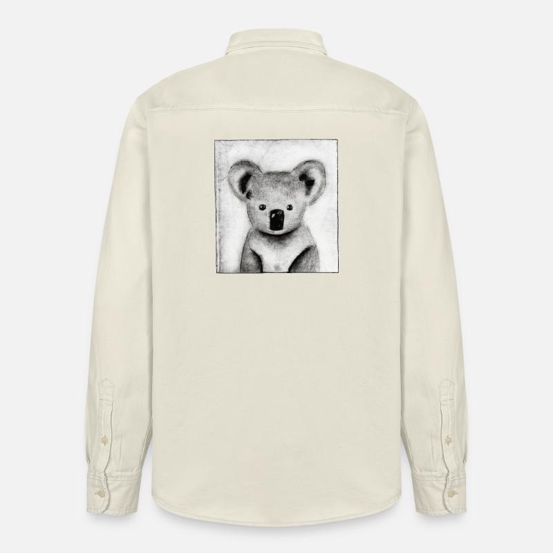 Koala schwarz-weiß - handgeschnitzte Druckvorlage - Relaxed Fit Unisex Organic Hemd von Stanley/Stella - Natur