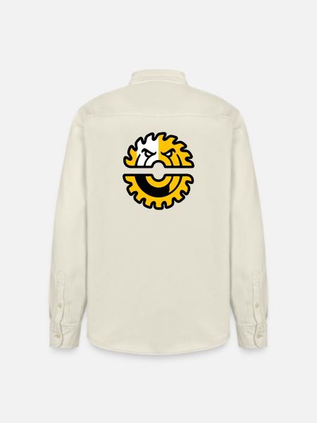 Circular Saw Mascot Logo - Relaxed Fit Unisex Organic Shirt by Stanley/Stella - soft Ecru