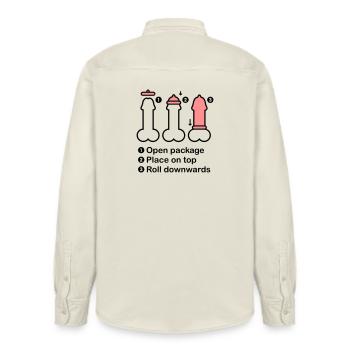 Condom manual - Relaxed Fit Unisex Organic Shirt by Stanley/Stella - soft Ecru - Back - AI Model Male 178 light (178cm)