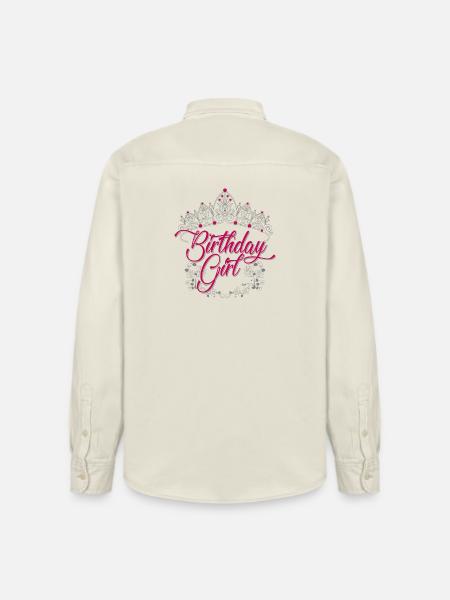 Birthday Girl Tiara Script - Relaxed Fit Unisex Organic Shirt by Stanley/Stella - soft Ecru