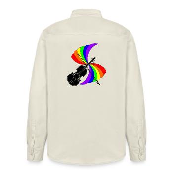 Violon avec musique arc-en-ciel, beau logo pour violon f - Chemise unisexe coupe décontractée bio Stanley/Stella - écru doux - Dos - AI Model Male 178 light (178cm)