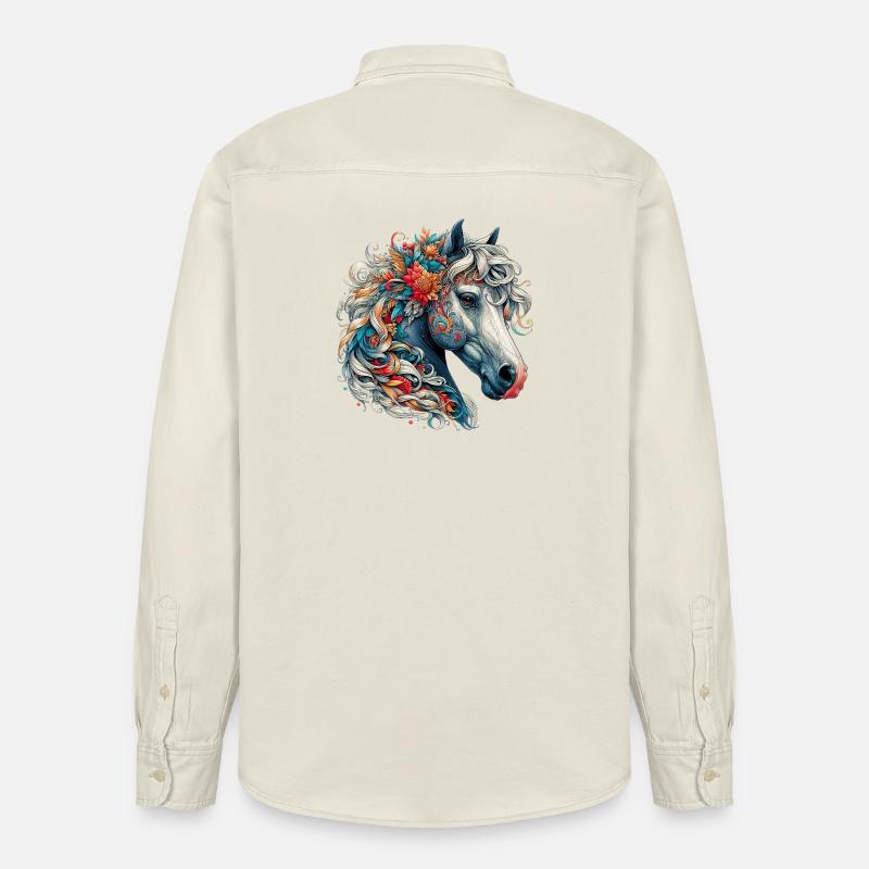 Pferd - Relaxed Fit Unisex Organic Hemd von Stanley/Stella - Natur