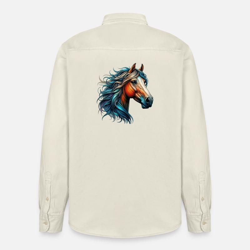 Pferd - Relaxed Fit Unisex Organic Hemd von Stanley/Stella - Natur
