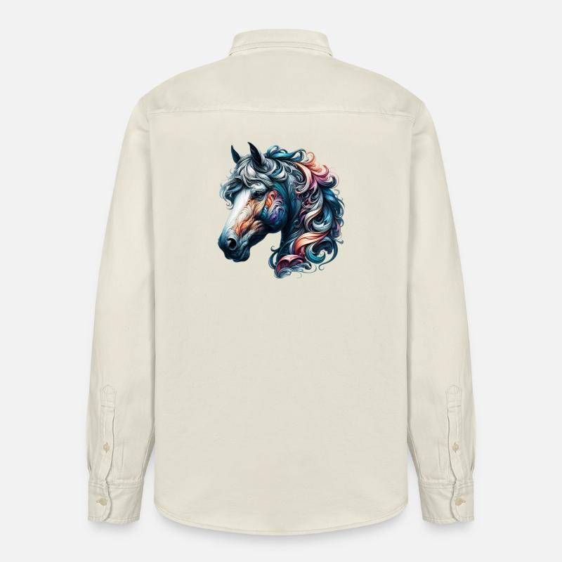 Pferd - Relaxed Fit Unisex Organic Hemd von Stanley/Stella - Natur