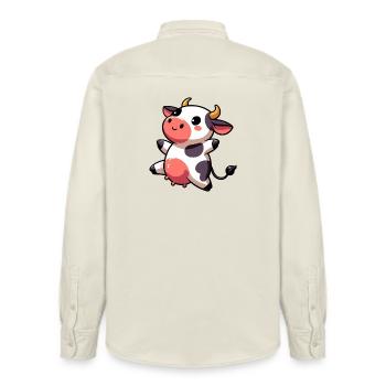 Vache - Chemise unisexe coupe décontractée bio Stanley/Stella - écru doux - Dos - AI Model Male 178 light (178cm)