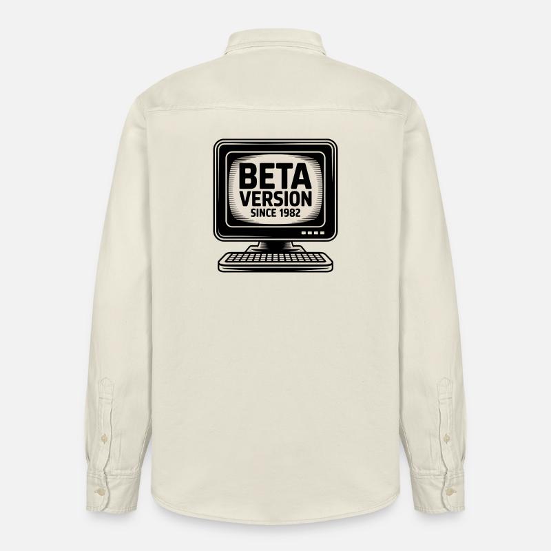 Retro Computer Beta Version Design - Relaxed Fit Unisex Organic Hemd von Stanley/Stella - Natur