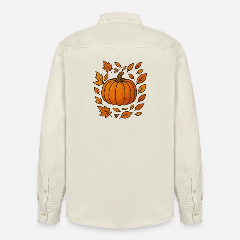 Couronne de citrouille d’automne - Chemise unisexe coupe décontractée bio Stanley/Stella - écru doux