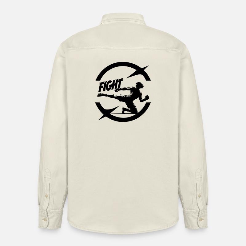 Cooles Kickboxer Emblem mit Fight Text - Relaxed Fit Unisex Organic Hemd von Stanley/Stella - Natur